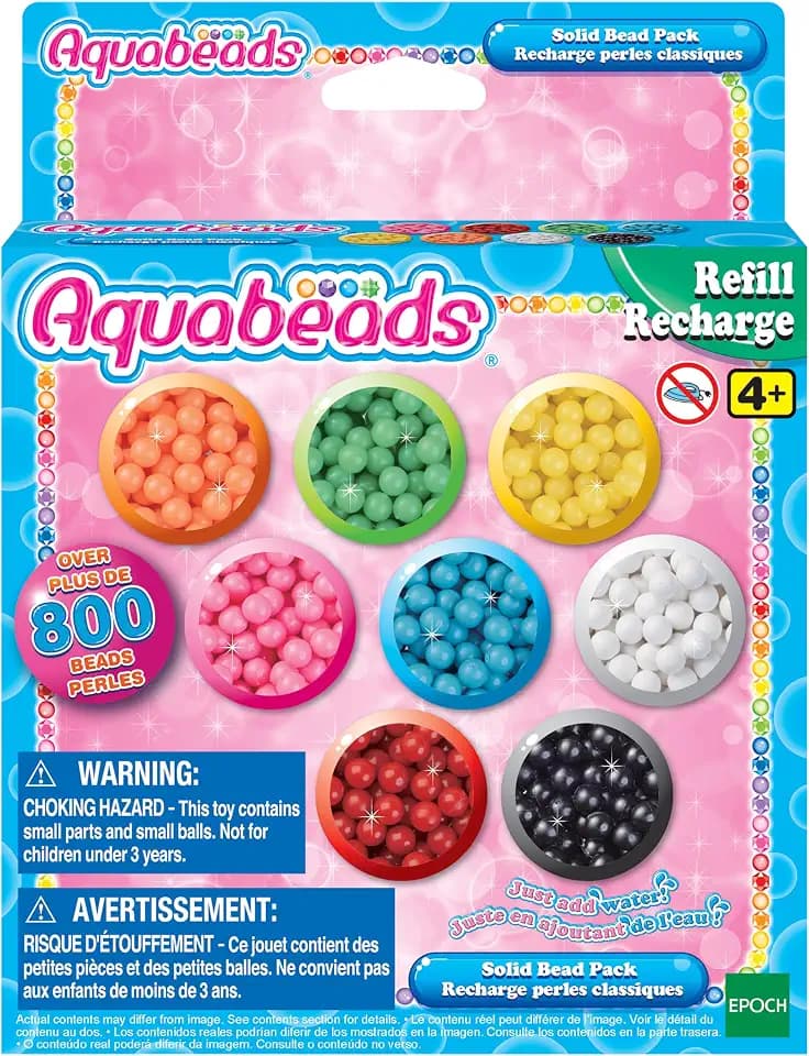 Aquabeads 31517 Perlen - Nachfüllset Nachfüllpack, Wasserperlen, Kreativer Bastelspaß für Kinder ab 4 Jahren, ohne Bügeln oder Kleben