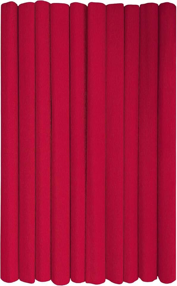 Interdruk - Crepe Paper Rolls for Kids, DIY and Decorations - Pack of 10 Reels (50cm x 200cm, 28g/m2) - 08 Dark Red, 08 Dunkelrot