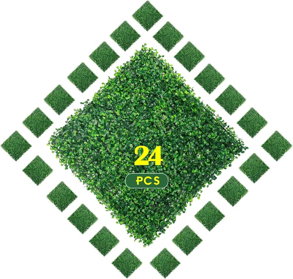 Ogrmar 24 PCS 20"x20" Artificial Boxwood Panels Topiary Hedge Plant
