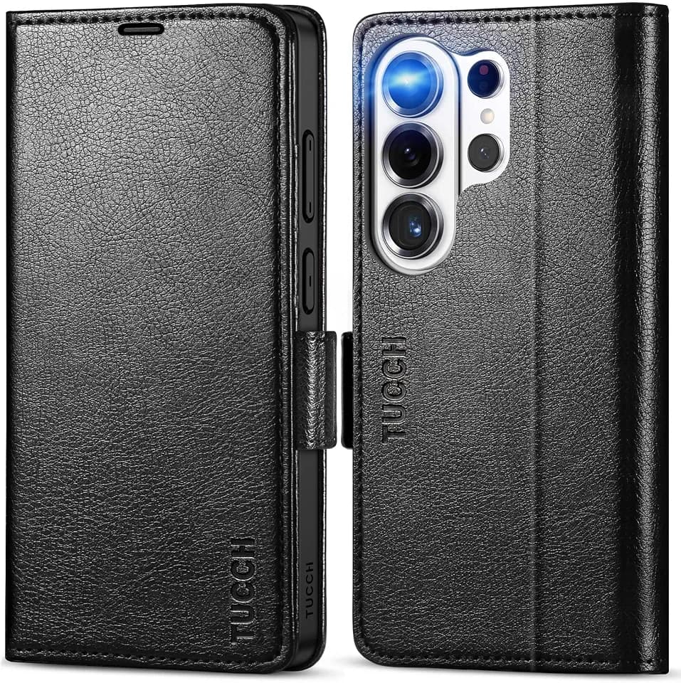 TUCCH Wallet Case for Galaxy S26 Ultra (6.9"), Flip Stand, Textured Black
