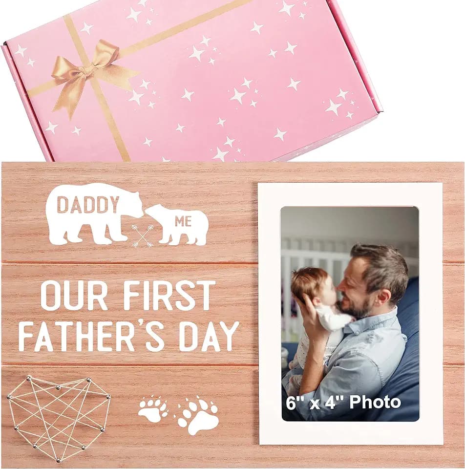 First Fathers Day Gift for Bear Dad-2026 Father's Day Picture Frame Gifts for Bear Daddy-New Dad Presents-Bear Daddy Photo Frame Presents