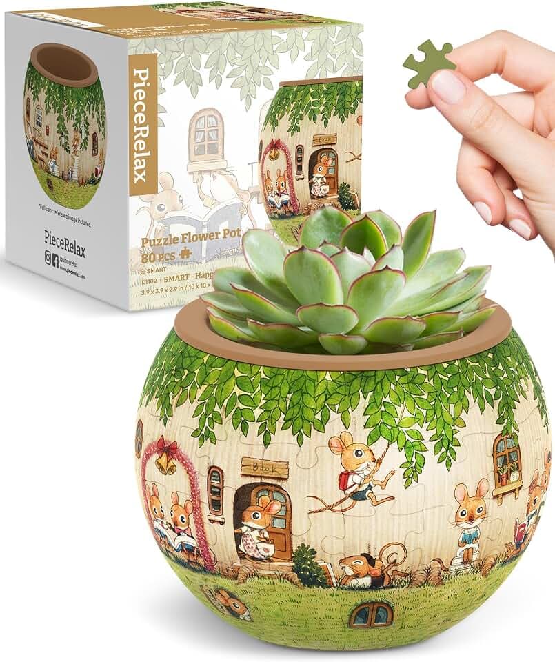 PieceRelax 3D Puzzle Blumentopf für Erwachsene - Happy Reading