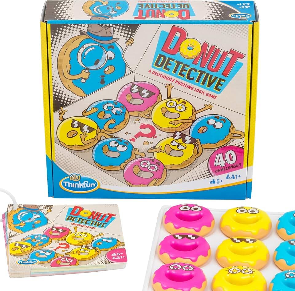 ThinkFun Donut Detective – A Deliciously Puzzling Logic Game | Strengthens Problem-Solving Skills with 40 Challenging Puzzles | Ages 8+