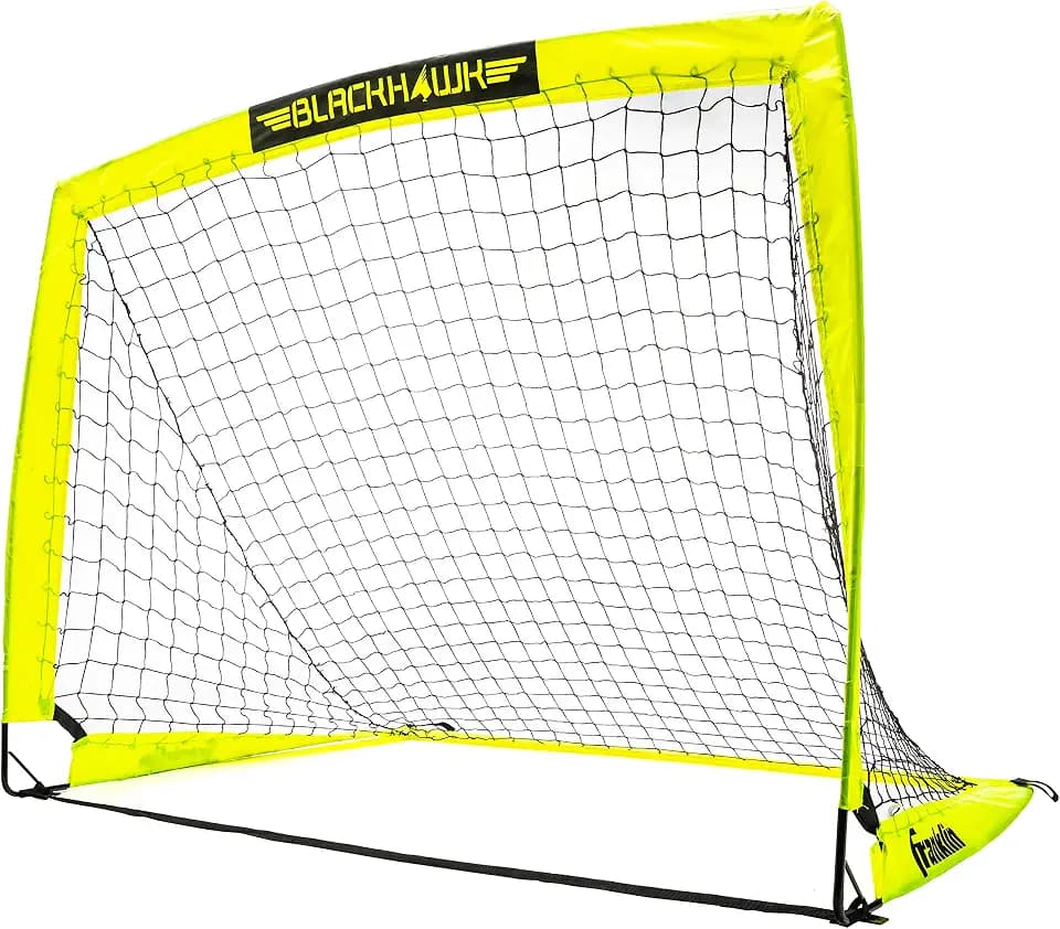 Franklin Sports Blackhawk Backyard Soccer Goal - Portable Pop Up Soccer Nets - Youth + Adult Folding Indoor + Outdoor Goals - Multiple Sizes + Colors