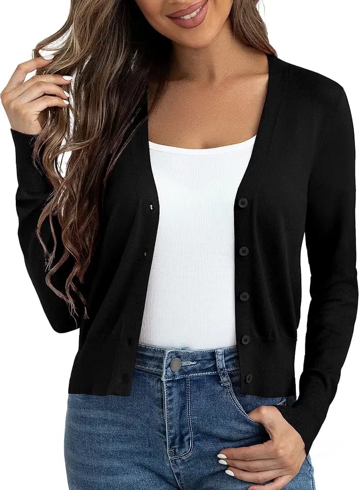 Ahlaray Women's Cropped Cardigan Sweater Lightweight