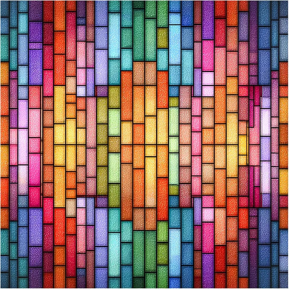 Nuxovilar Peel and Stick Vinyl Floor Tiles - 11.8"x11.8" Vibrant Stained - Glass Pattern, 10 - Pack Self - Adhesive Flooring for Easy Makeover