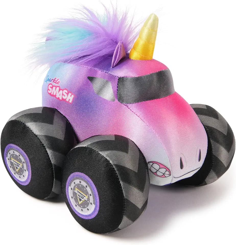 Monster Jam Sparkle Smash 7-Inch Plush Truck with Lights & Sounds