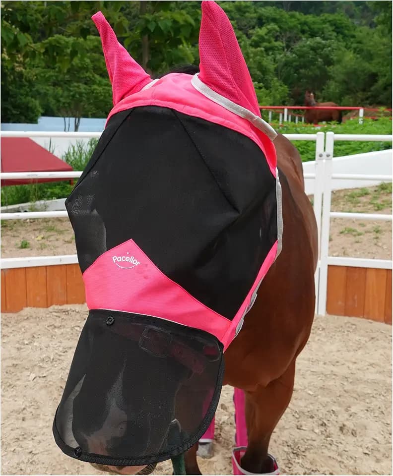 Horse Fly Mask for Horses with Ears and Nose Cover