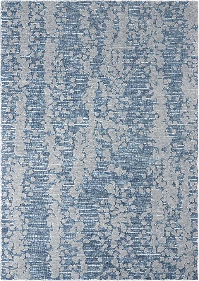 Nicole Miller New York Mod Weave Abstract Knotted Texture Handcrafted Area Rug, 100% Wool Rug, Navy Blue, 8'x10'