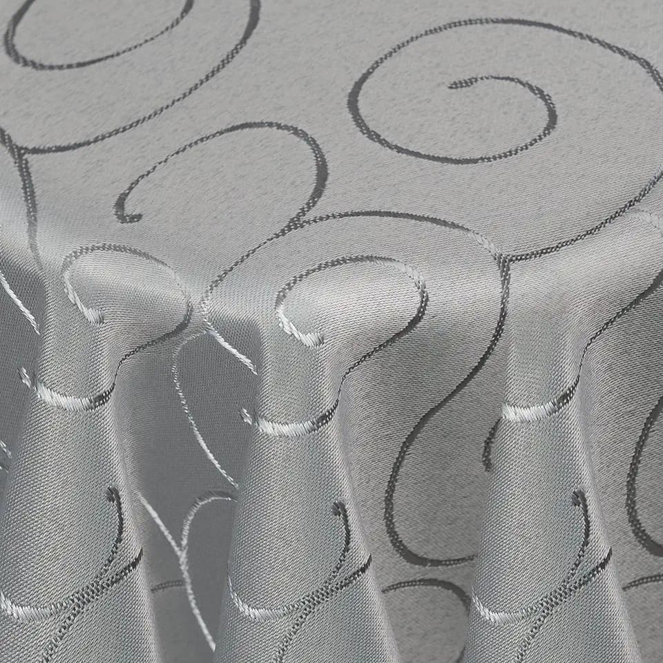 DecoHomeTextil Kringel Tischdecke Oval 130 x 360 cm Hellgrau