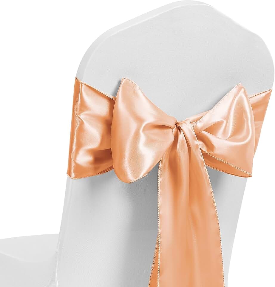 Satin-Stuhlschärpe, breitere Schleifen, Stuhlschärpen, Fliege, Rückenlehne, Band, Hochzeitsbankett, Dekoration (Pfirsich, 50)