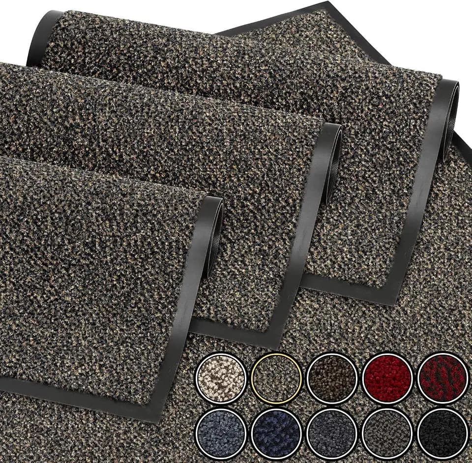 GadHome Fußmatte Braun Grau 90x150 cm | Eingangstürmatte, wasserdicht, waschbar, strapazierfähiger Schmutzfänger | Rutschfester Schmutzfängerfußmatte für Haustür, Flur, Eingang, Küche, Schlafzimmer