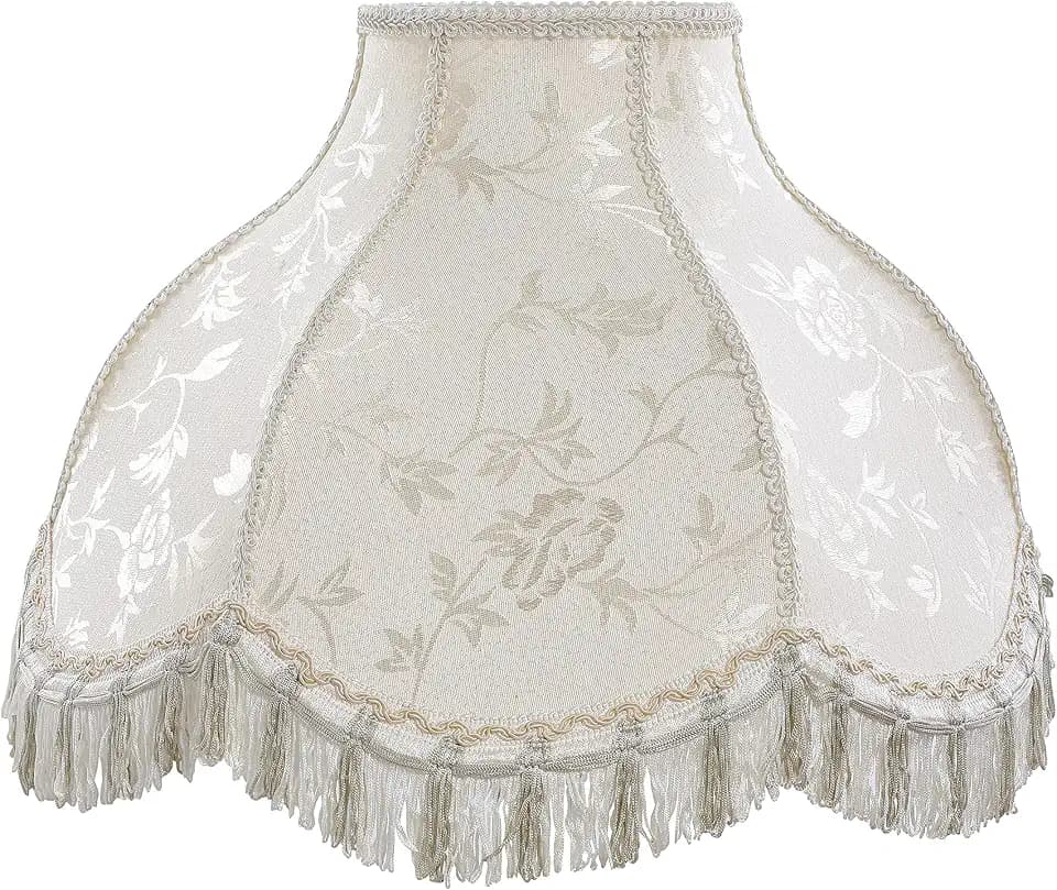 Aspen Creative 30306A Transitional Scallop Bell Shape Spider Construction Lamp Shade in Off White, 17" wide (6 1/4"" x 17" x 12")
