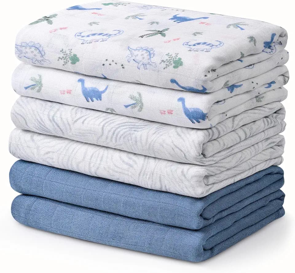 GLLQUEN BABY Receiving Blankets Boy Muslin Swaddle Blankets for Newborn