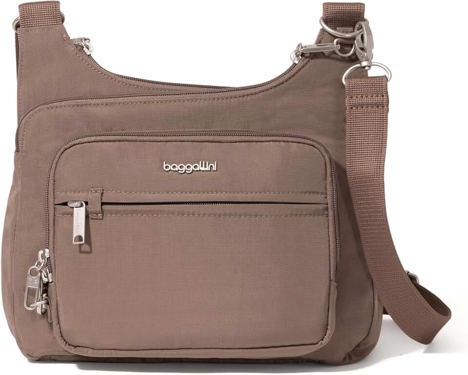 Baggallini Securtex Anti-theft Crossover Crossbody Bag 11”w X 8.5”h, Rfid, Built-in Wallet, Locking Zippers
