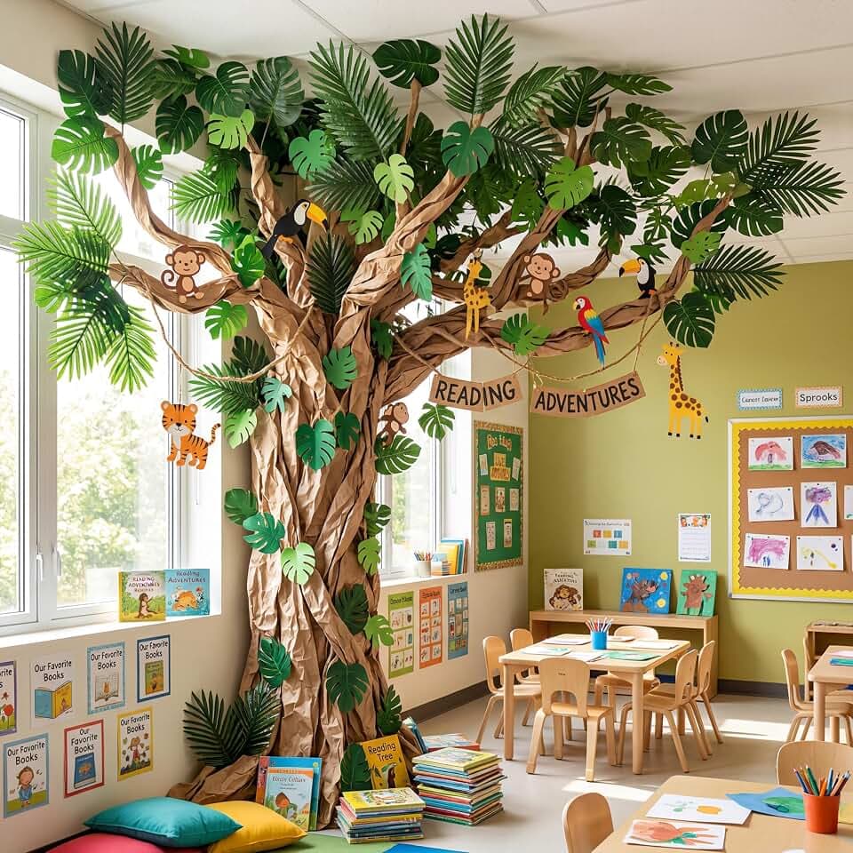Suncalla 111 Pcs Classroom Tree Bulletin Board Decor, DIY 3D Hawaiian Tree