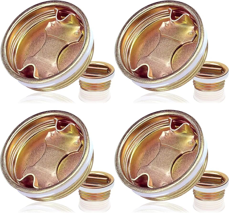 Bung Caps for 55 Gallon Drum, 2 Inch and 3/4 Inch Steel Drum Bung Plug Barrel Bung Caps (8 Pack), Gold
