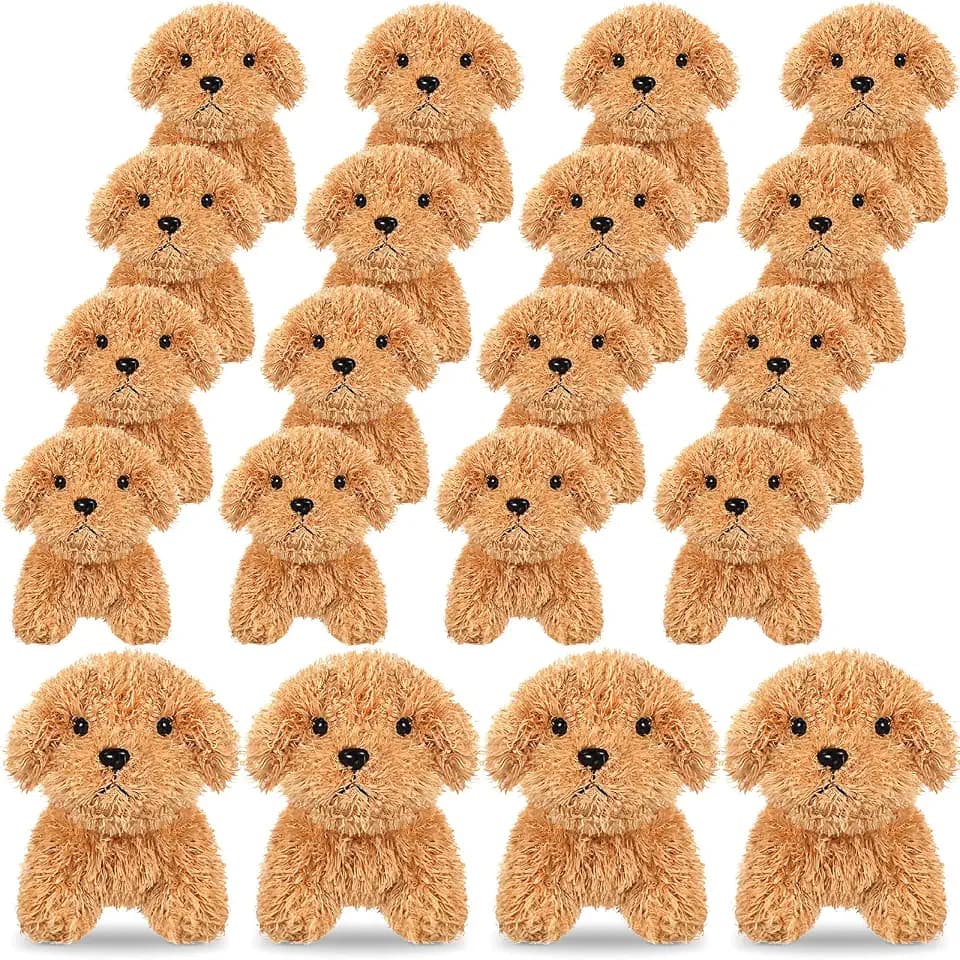 Sosation 20 Pcs Mini Dog Stuffed Animals Bulk, Adopt a Puppy Favors, Beige