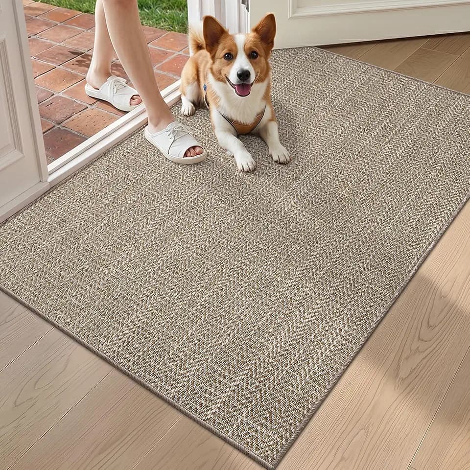 LUMI Ultra Thin Indoor Door Mat 36x56, Non-Slip Rubber Dirt Trapper
