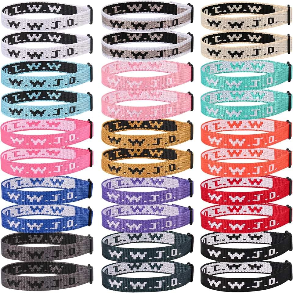 30PCS WWJD Bracelets Bulk for Women Men, Christian Jesus Gifts Adjustable W.W.J.D Wristbands What Would Jesus Do Bracelets
