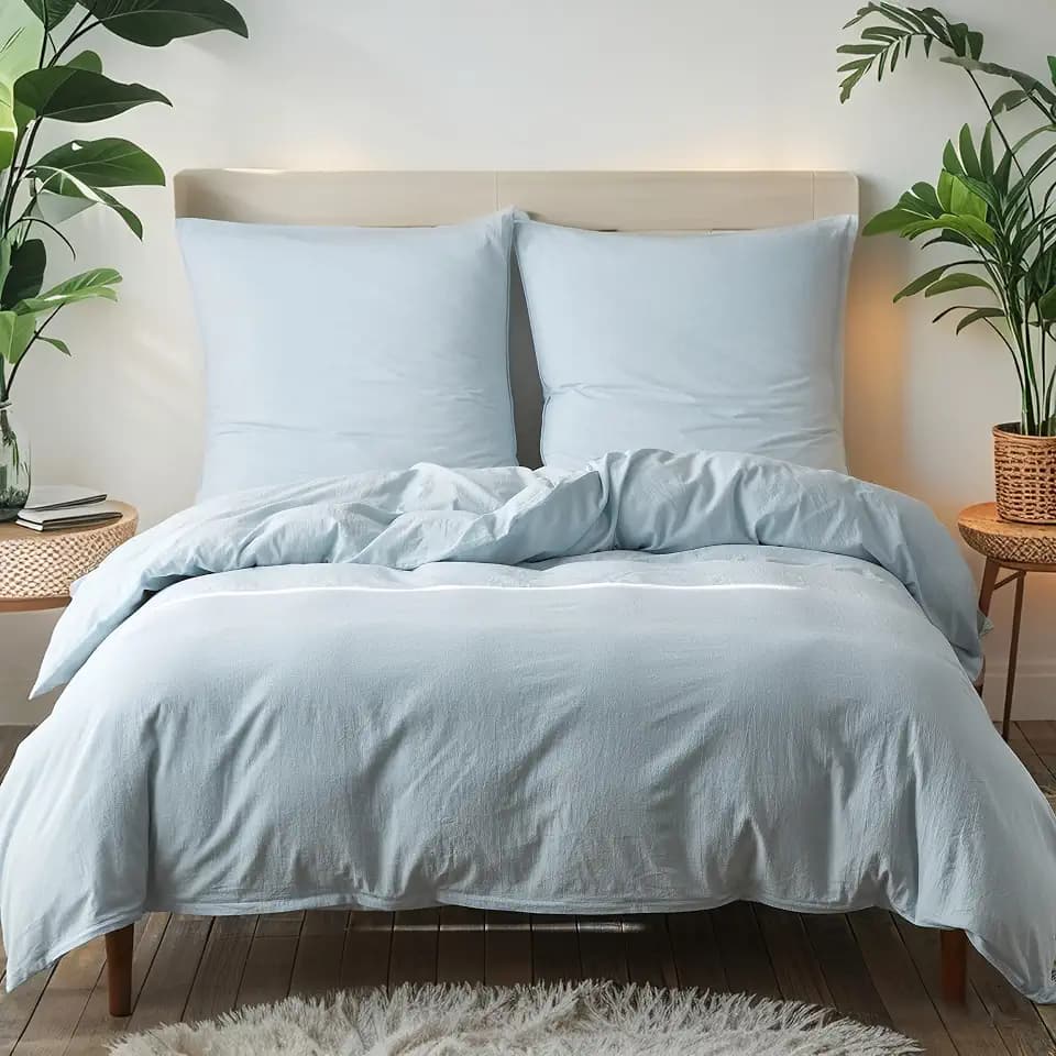 Simple&Opulence Bettwäsche 135x200 Baumwolle 2teilig, weich und warm Bettwäsche-Sets mit Reißverschluss ÖkoTex Zertifiziert Bettbezug und 1 Kissenbezug 80x80, Eisblau