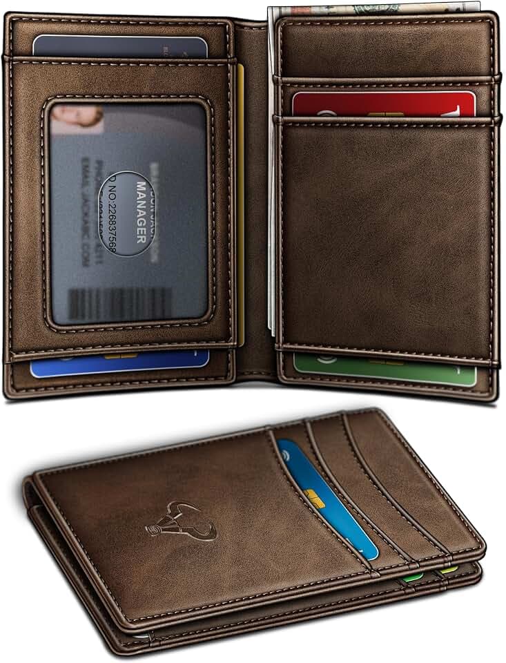 BULLIANT Slim Leather Wallet For Men 12Cards Magnetic Closure RFID Blocking