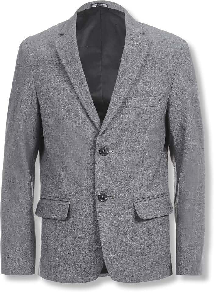Calvin Klein Boys' Bi-Stretch Blazer Suit Jacket, 2-Button Single Breasted Closure, Buttoned Cuffs & Front Flap Pockets