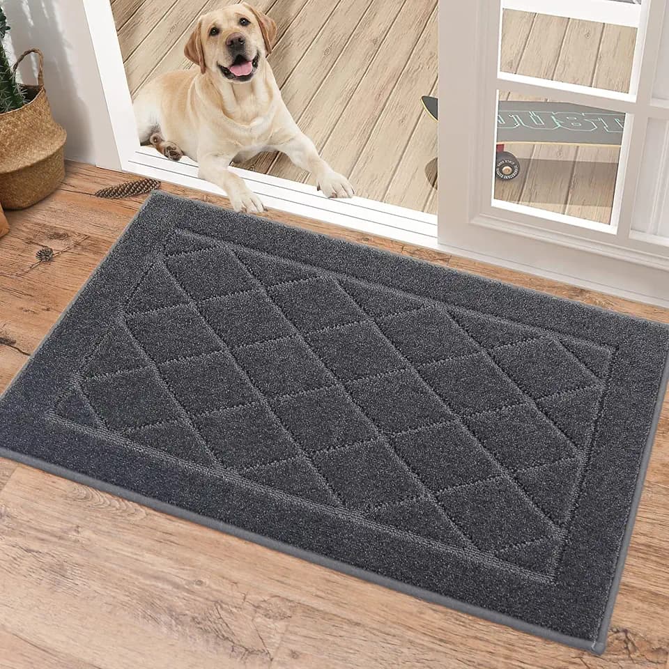 BEQHAUSE Dirt Trapper Door Mat 20" x 32", Doormat Non-Slip, Dark Grey
