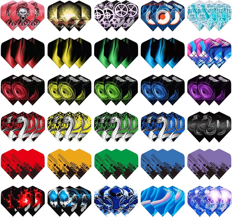 CyeeLife Dart Flights,30 Sets 90 Stück PET Standard Dart zubehör Perfekte für Soft und Steel Tip Dartpfeile