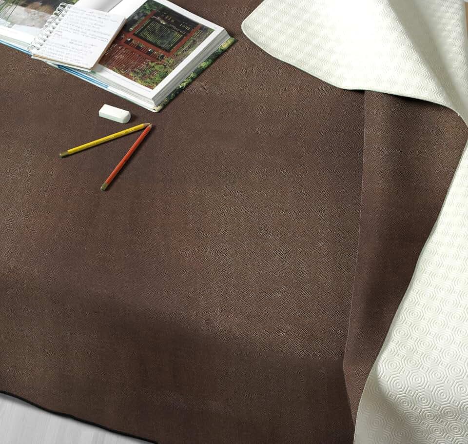 GEMITEX Tischschoner Linum, hergestellt in Italien, rutschfest, stoßfest, doppelseitig, braun/weiß, 140 x 240 cm, dekoriert und schützt Ihren Tisch vor Stößen, Kratzern und Flüssigkeiten