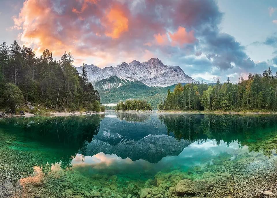 Ravensburger Puzzle Zugspitze am Eibsee - 1000 Teile Puzzle für Erwachsene