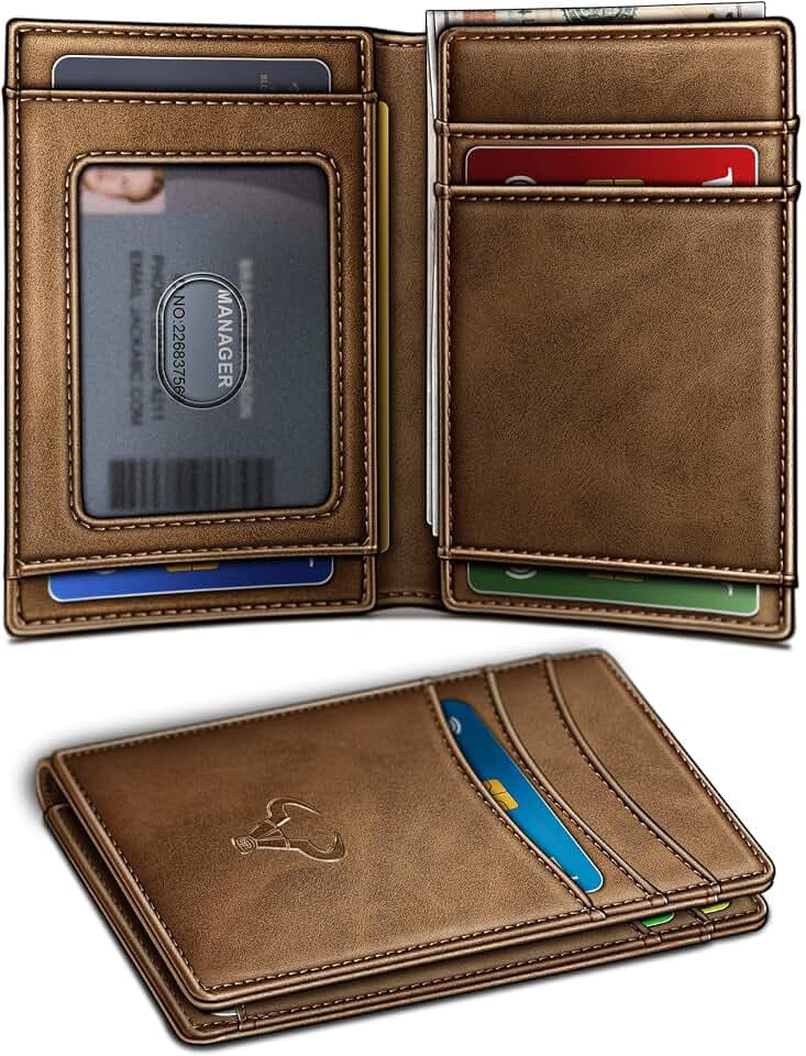BULLIANT Slim Leather Wallet For Men 12Cards Magnetic Closure RFID Blocking