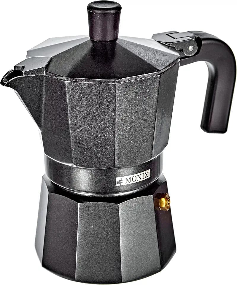 Monix Vitro Noir | Italienische Aluminium-Kaffeemaschine für 3 Tassen