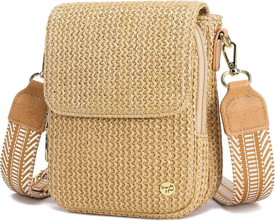 Haytijoe Small Faux Straw Crossbody Bags for Women RFID Summer Purse