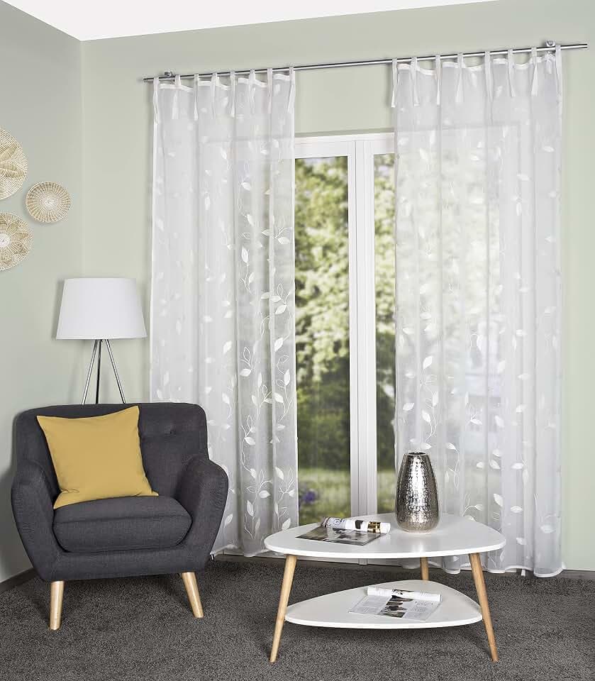 Schlaufenschal AIDINA, Bestickt, halbtransparent, mit Schlaufen und 8 Bindebänder, Farbe: wollweiß, Größe: 245 x 140 cm, Anzahl:1x