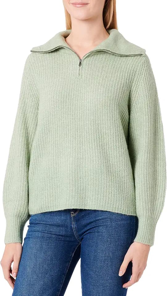 ONLY Women's Onlfia Ls Zip Highneck Cc KNT Sweater