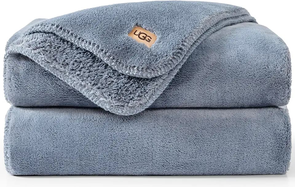 UGG Whitecap Throw Blanket, Soft Fleece Blanket, 50" x 70", Denim Blue