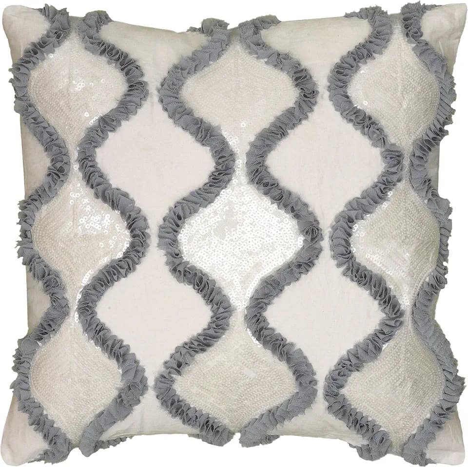 Rizzy Home | T06502 | Poly Fill Decorative Pillow | 18"x18" Ivory