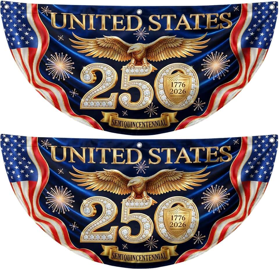 250th Anniversary America Fence Flag 1.5x3 Ft 1, Front & Back Printed 2