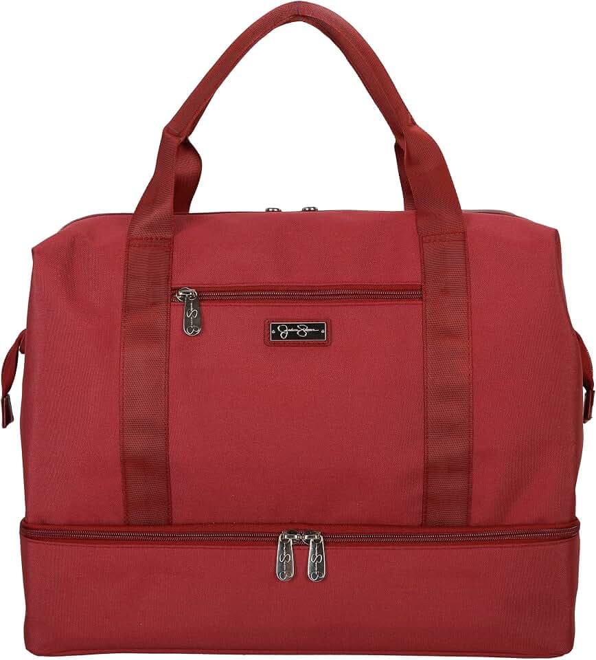 Jessica Simpson Countryside Weekender Duffel 100% Polyester Drop Bottom Bag, Burnt Russet
