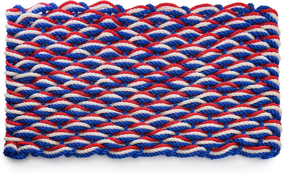 Lobster Rope Mat Patriotic 30x17 Inch, Nautical Welcome Mat USA Designed