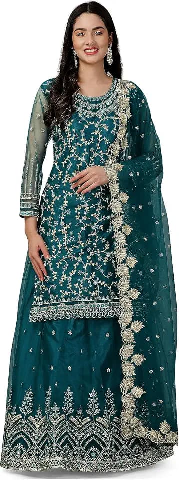 TRENDMALLS Damen Mono Net Kurta Lehenga Anzug Set Indian Pakistani Ethno Wear