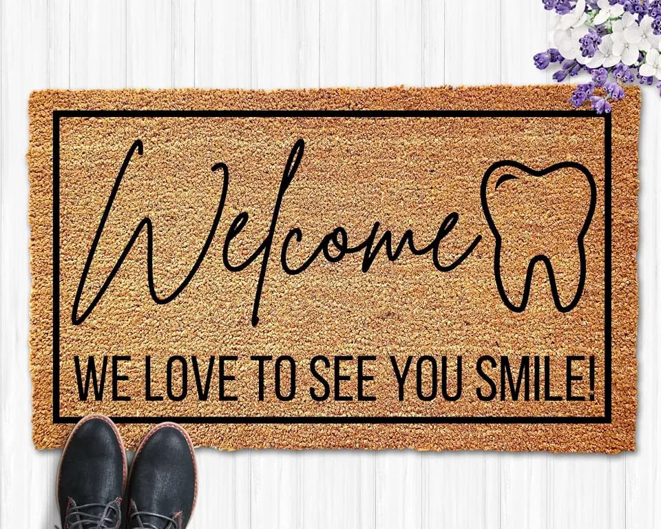 Dental Office Welcome Mat - Funny Dentist Doormat, Business Gift - 16x24 Inch