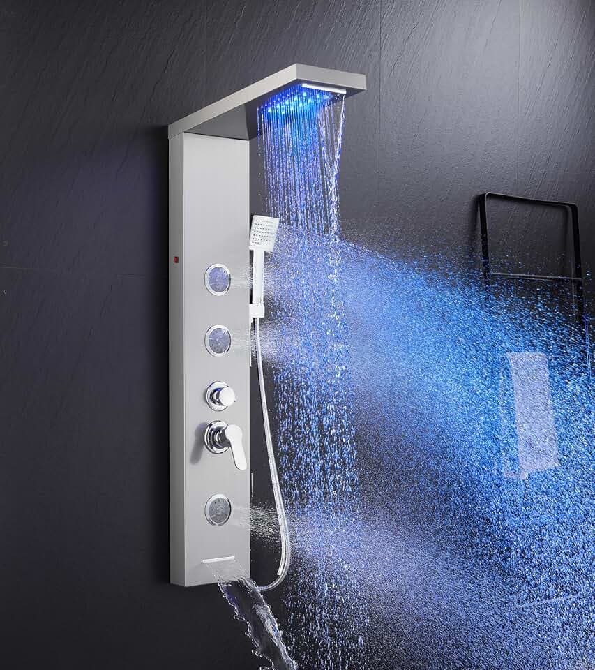 5 in 1 Shower Panel Tower System with LED Lights Stainless steel