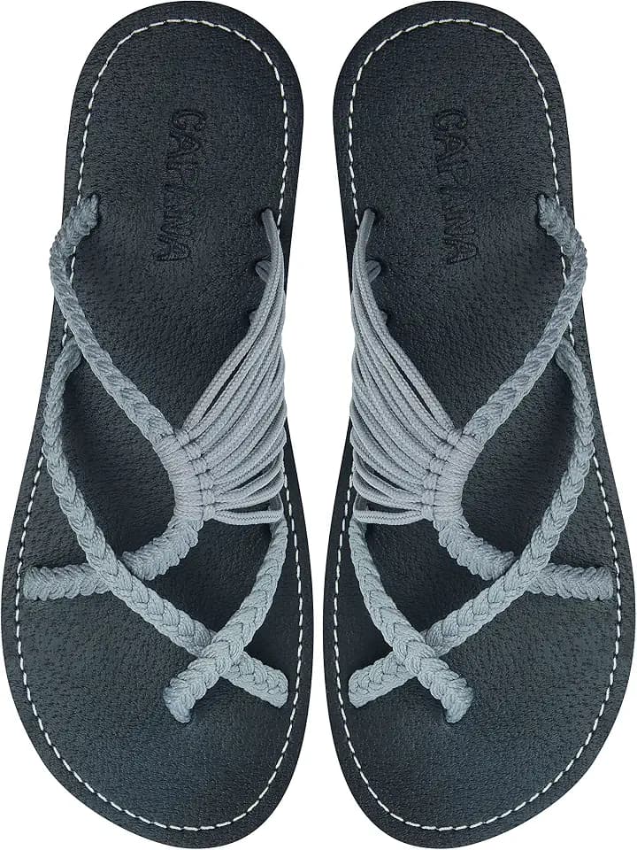 Capana Woven Women's Flat Sandals - Strappy Braided Beach Sandals for Dressy Summer, Rope Bohemian Spring Casual Womens Shoes, Comfy Boho Flats for Teen Girls Oceanbliss