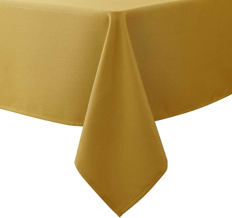 Christmas Tablecloth Rectangle-Holiday Winter Xmas Table Cloths-Gold 52x70"