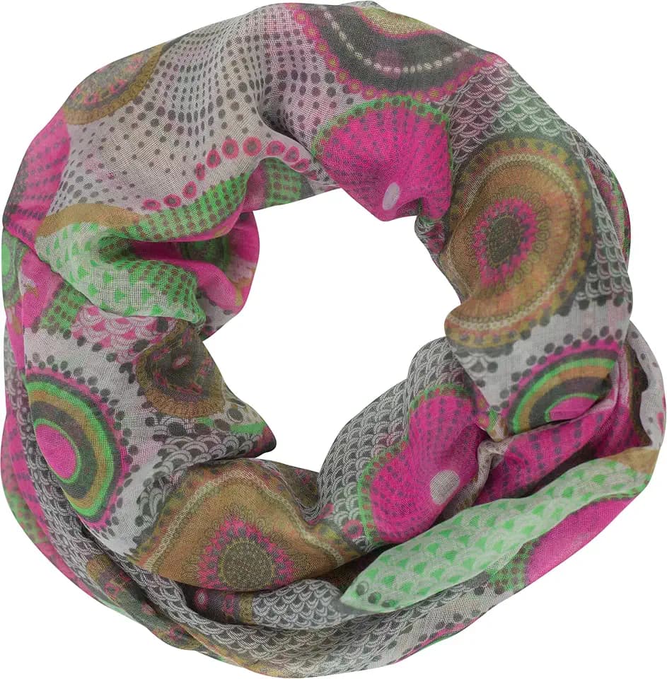 fashionchimp Damen-Loop mit Kreis-Muster, Psychedelic-Print, Schlauchschal, Sommer-Schal für Damen