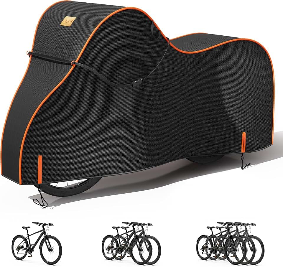 Bike Cover Waterproof Outdoor – 600D Heavy Duty Bicycle Covers for 1/2/3 Bikes – UV Rain Dust Snow Protection – Fits Road, Mountain, Cruiser, Ebike & Electric Bikes