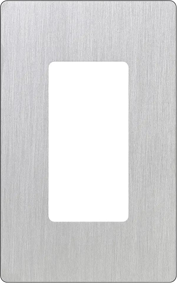Lutron Claro Light Switch Cover Plate, 1 Gang Wallplate, for Decorator Light Switches, Rocker Light Switch Cover, Outlet Cover, Screwless Switch Plate Cover, Gloss, CW-1-SS, Stainless Steel