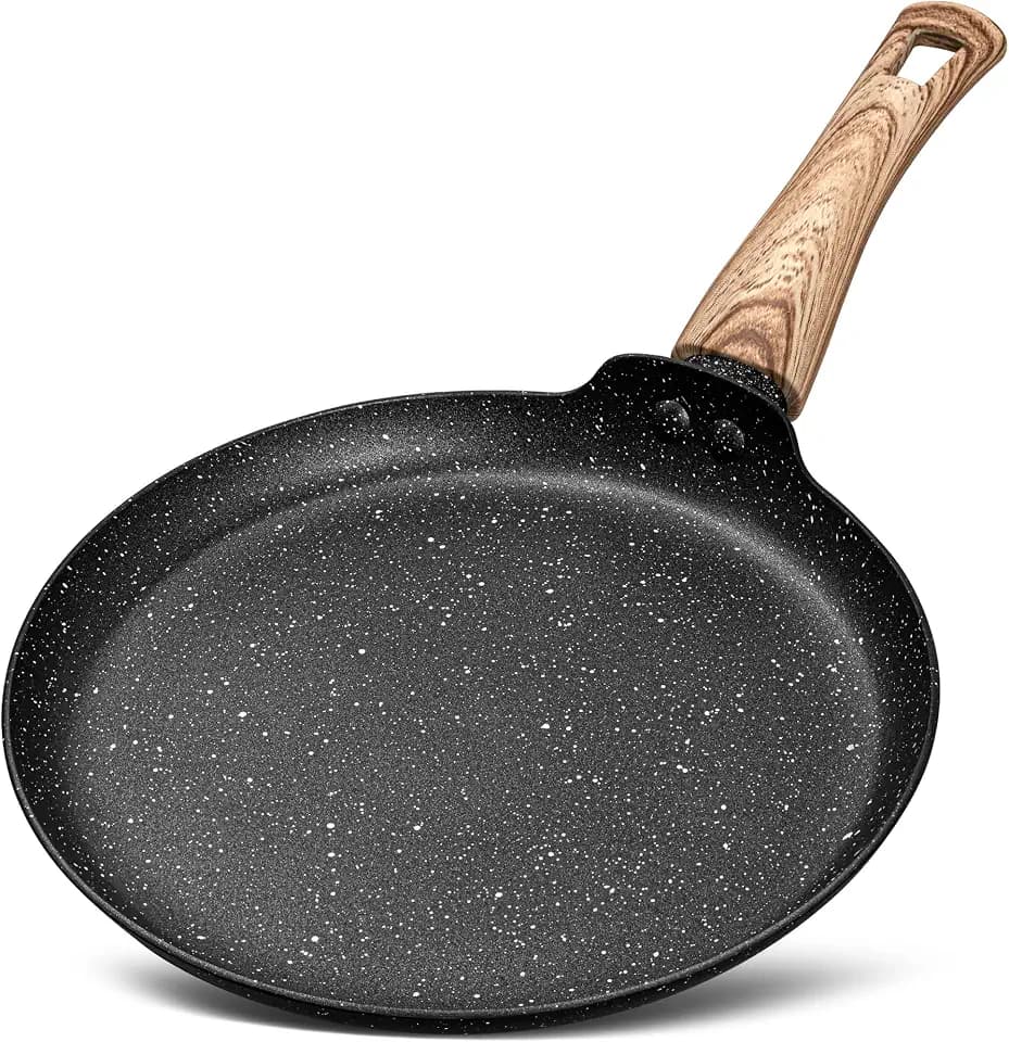 MICHELANGELO Crepe Pfanne 24cm, Antihaftbeschichtete Pfanne, Pfanne Induktion, Omlettpfanne Antihaft mit weichem Bakelit-Griff, induktionsgeeignet, Schwarz